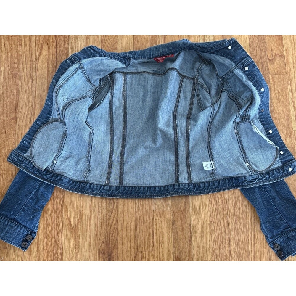Guess Jean Jacket Women's XL Denim Trucker Cropped Retro Stretch Made in Mexico - Picture 15 of 15